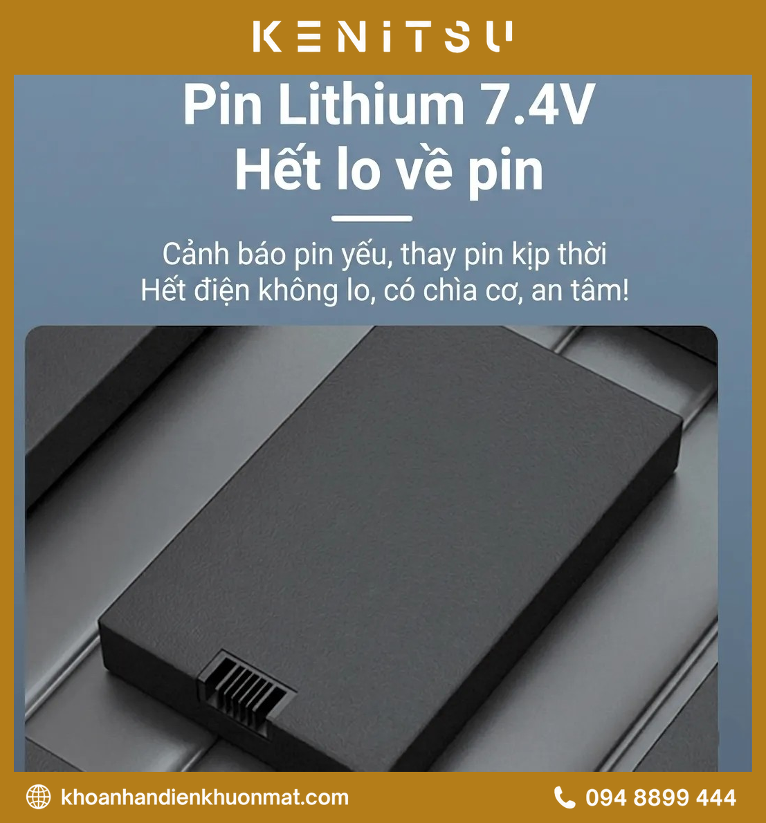 Pin Lithium 7,4 V của khóa Kenitsu HIG09